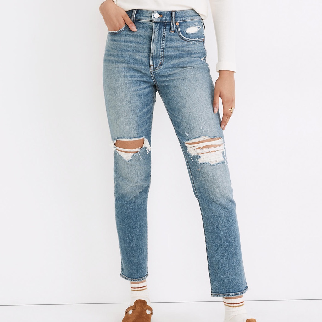 Madewell The Perfect High Waist Ripped Vintage Jeans Denman Wash